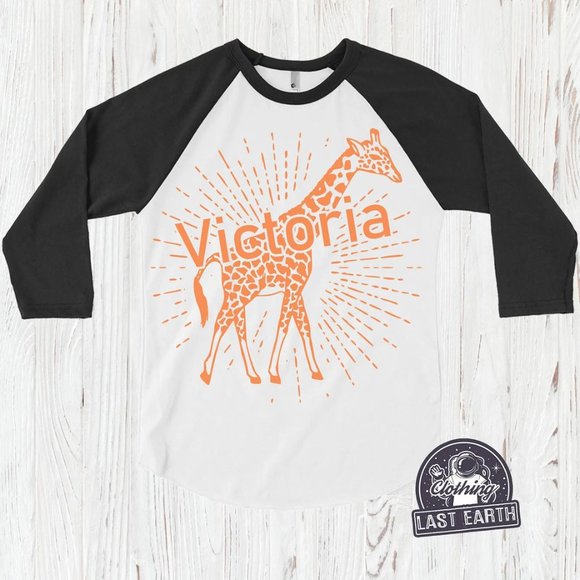 Giraffe Shirt Personalized Name Animal Tees for Boys Girls Birthday Party Shirts - Picture 1 of 1